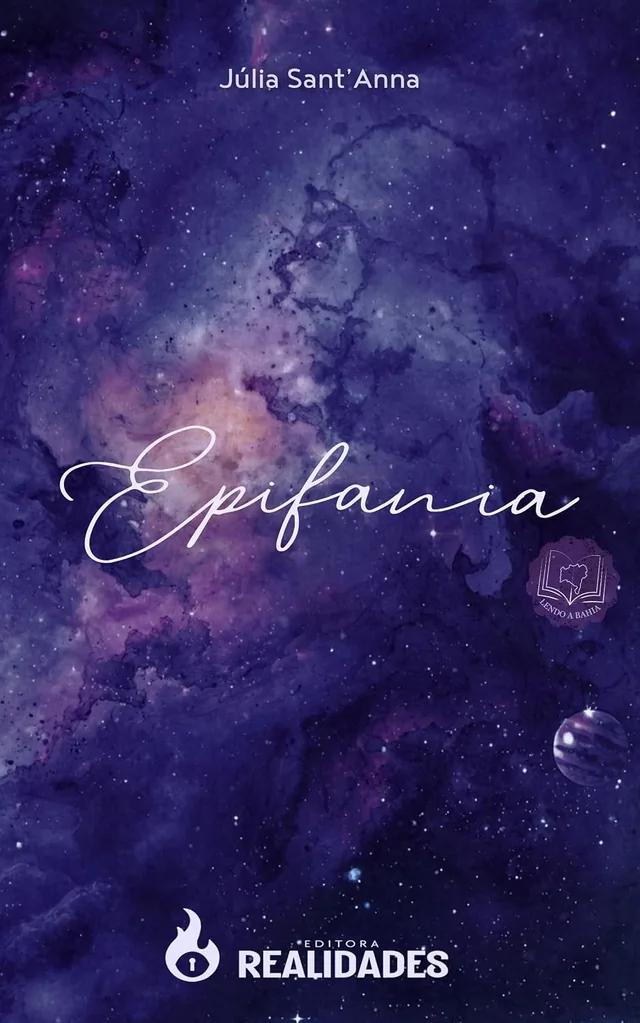 Capa do livro Epifania, de Júlia Sant'Anna: céu estrelado em tons de roxo e azul