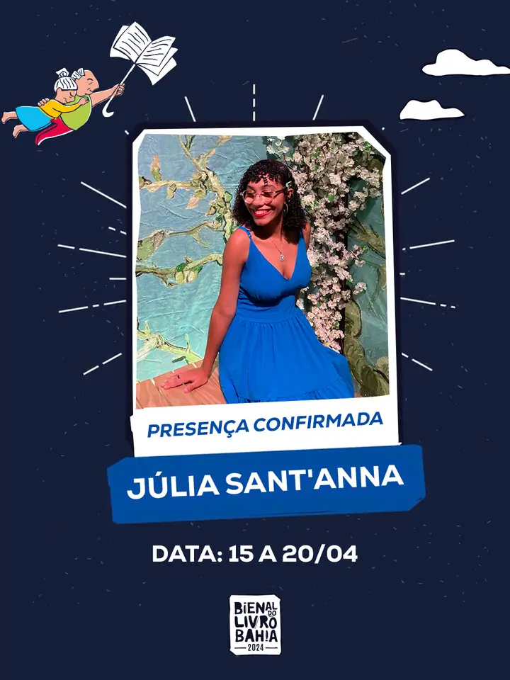 Arte oficial: Júlia Sant'Anna com presença confirmada na Bienal do Livro Bahia 2026, de 15 a 20 de abril